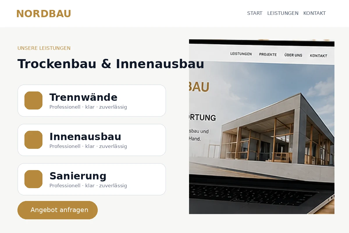 NordBau Trockenbau Konzept – Desktop-Detail